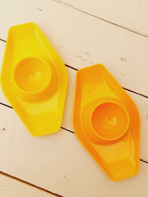 Eierdopjes bootje oranje, set van 2