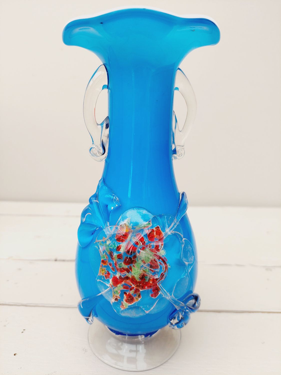 Blauw vaasje Murano bloem