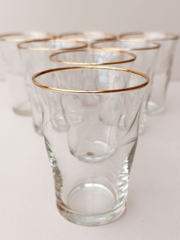 Waterglazen met een gouden rand, set van 7