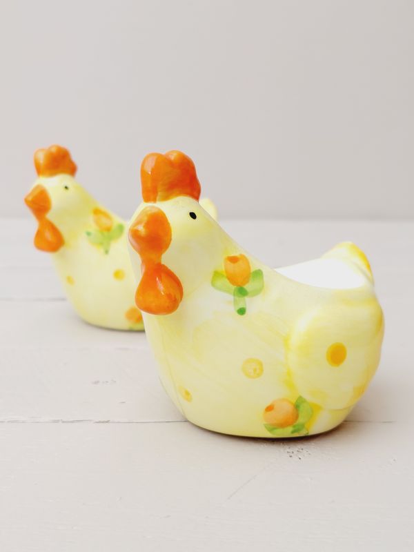 Eierdopjes gele kip, set van 2