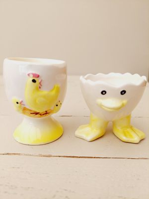 Eierdopjes beige/geel, set van 2