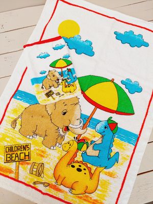 Vintage handdoek met washandje - Olifant