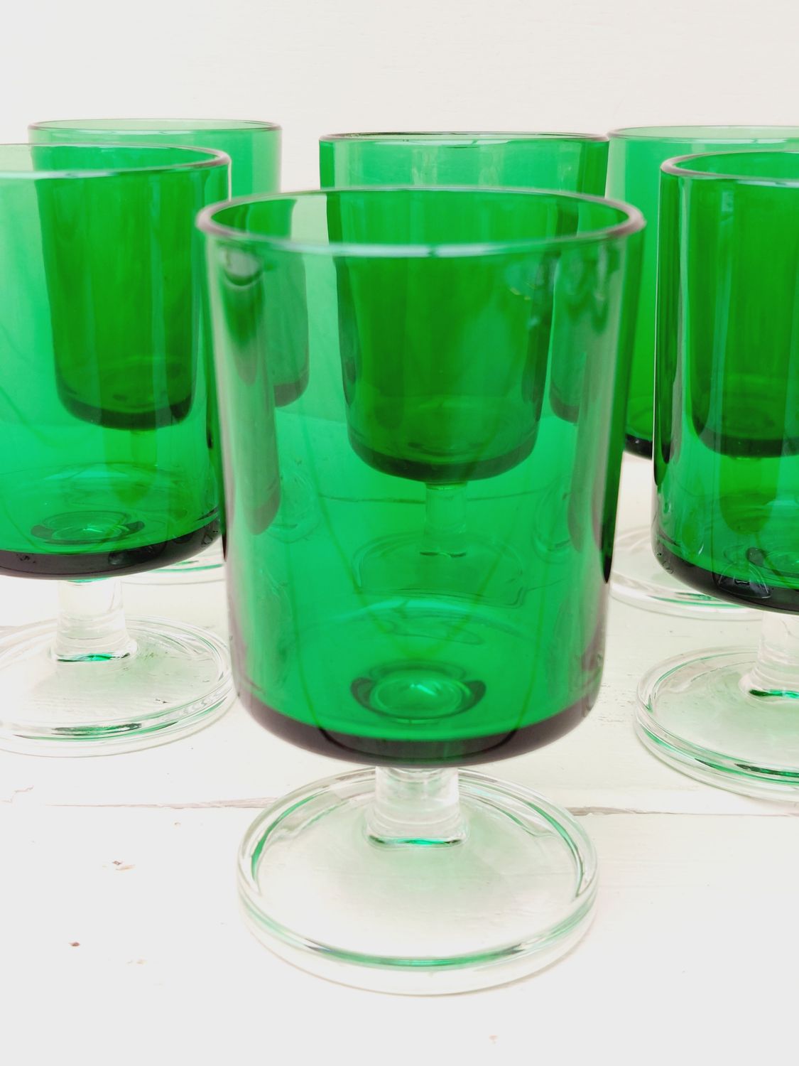 Vintage (wijn)glazen Luminarc Cavalier groen, set van 6