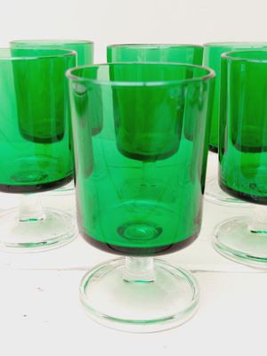 Vintage (wijn)glazen Luminarc Cavalier groen, set van 6