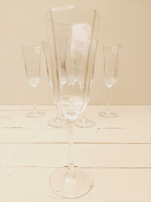 Vintage Arcoroc Luminarc France Octime champagneglas op heldere voet