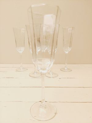 Vintage Arcoroc Luminarc France Octime champagneglas op heldere voet