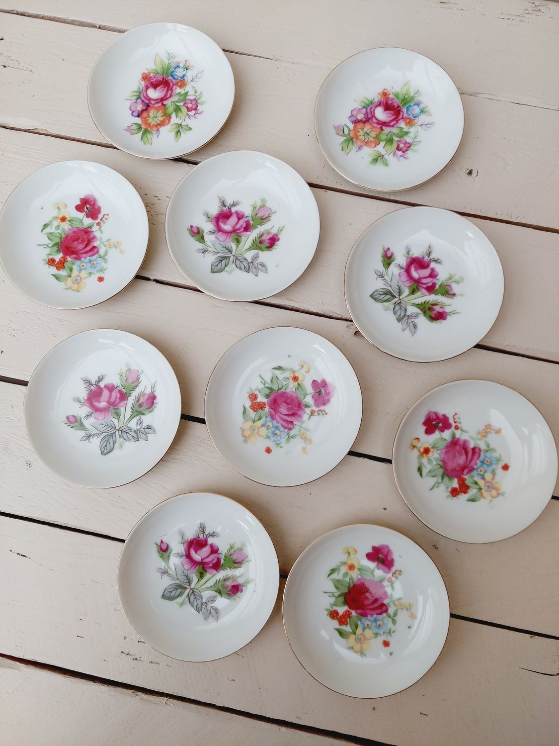 Vintage petit four bordjes romantische stijl – set van 10 – 9 cm – theetipjes