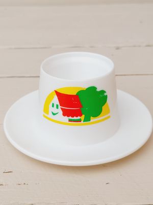 Eierdopje wit kunststof met huisje en boompje, DBP
