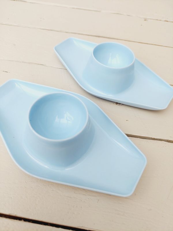 Eierdopjes bootje lichtblauw kunststof, DBP, set van 2