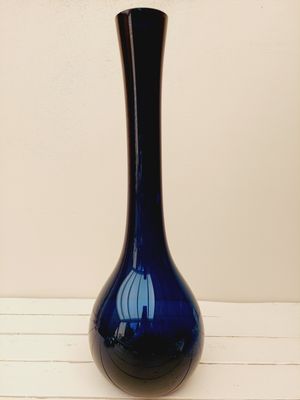 Vintage knopvaas diepblauw 55 cm