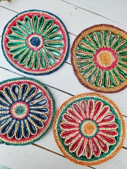 Panonderzetters riet bloem, set van 4
