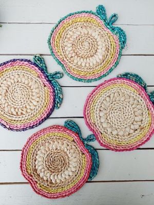 Panonderzetters riet appel, set van 4