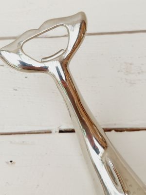 Vintage verzilverde flesopener in de vorm van een dolfijn – decoratief &amp; functioneel