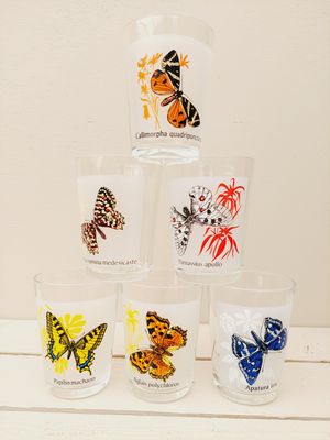 Retro drinkglazen Vlinders - set van 6
