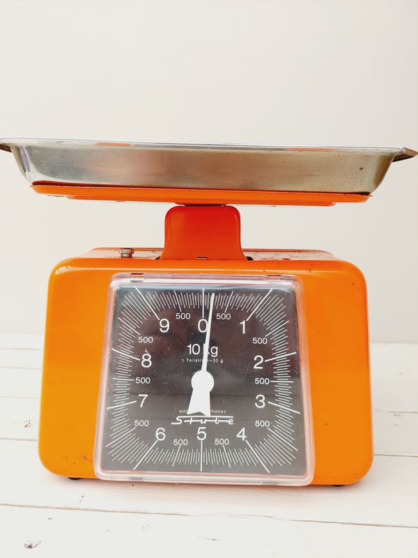 Vintage Stube weegschaal oranje, 10 kg