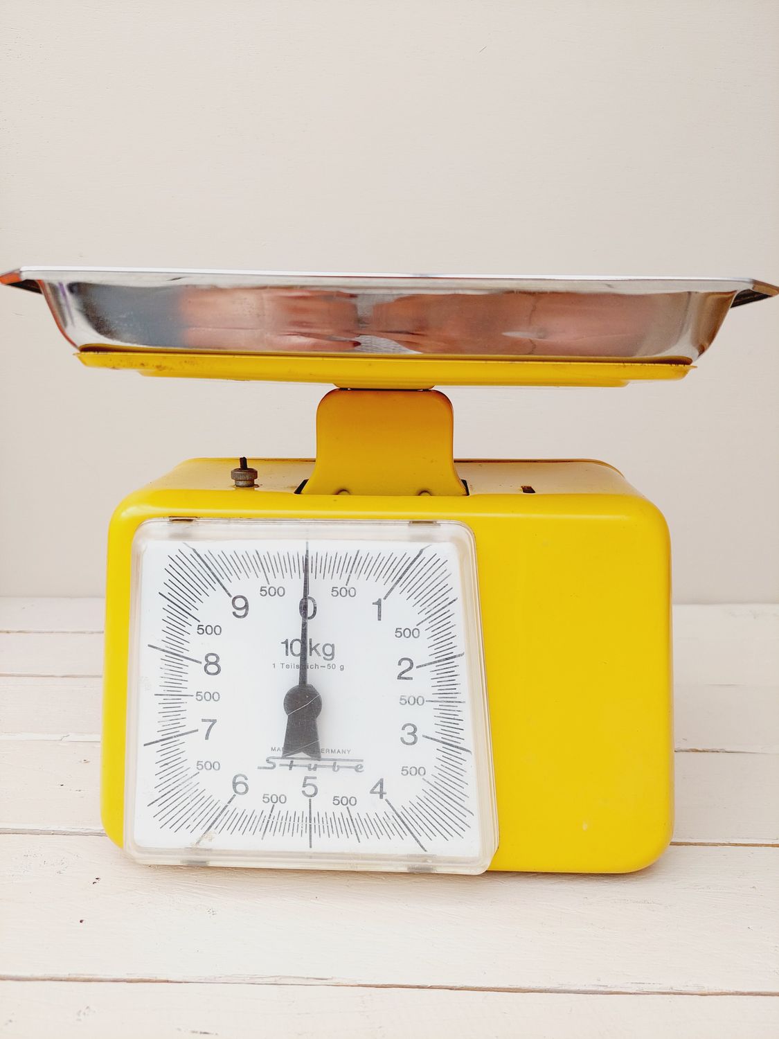Vintage Stube weegschaal geel, 10 kg