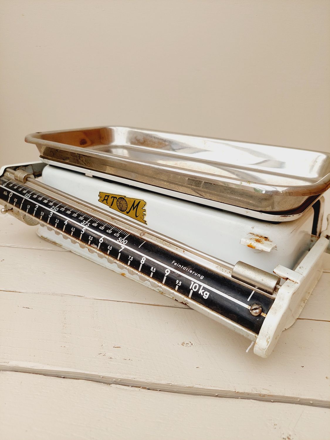 Vintage weegschaal Atom crème, balansweegschaal, 10 kg