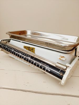 Vintage weegschaal Atom crème, balansweegschaal, 10 kg