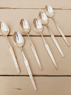 Verzilverde theelepeltjes, set van 6