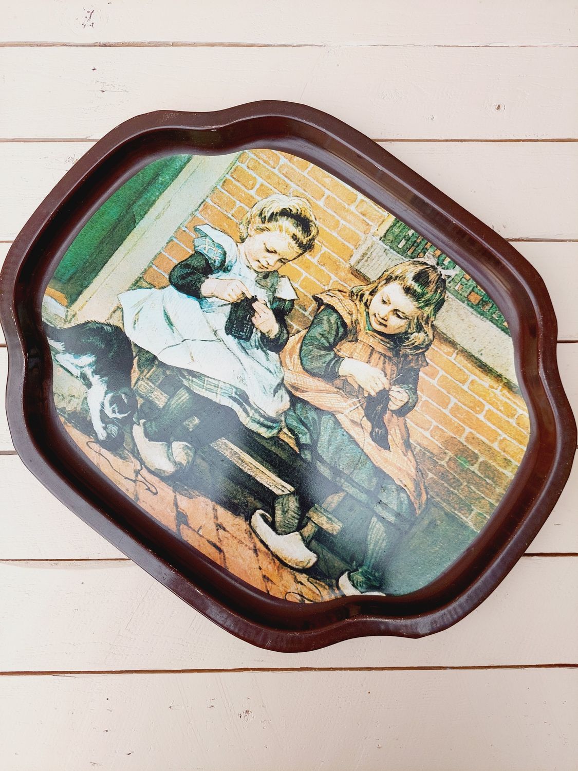 Vintage dienblad Ot en Sien – Sien en Trui breien