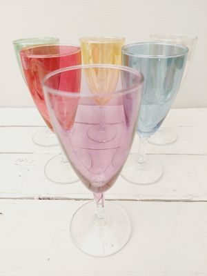 Set van 6 gekleurde champagneglazen - Retro glazen voor bubbels of likeur - set van 6