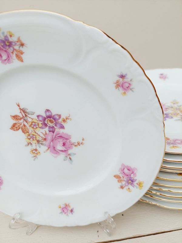 Vintage borden voor gebak of ontbijt - K &amp; E decor Claudine
