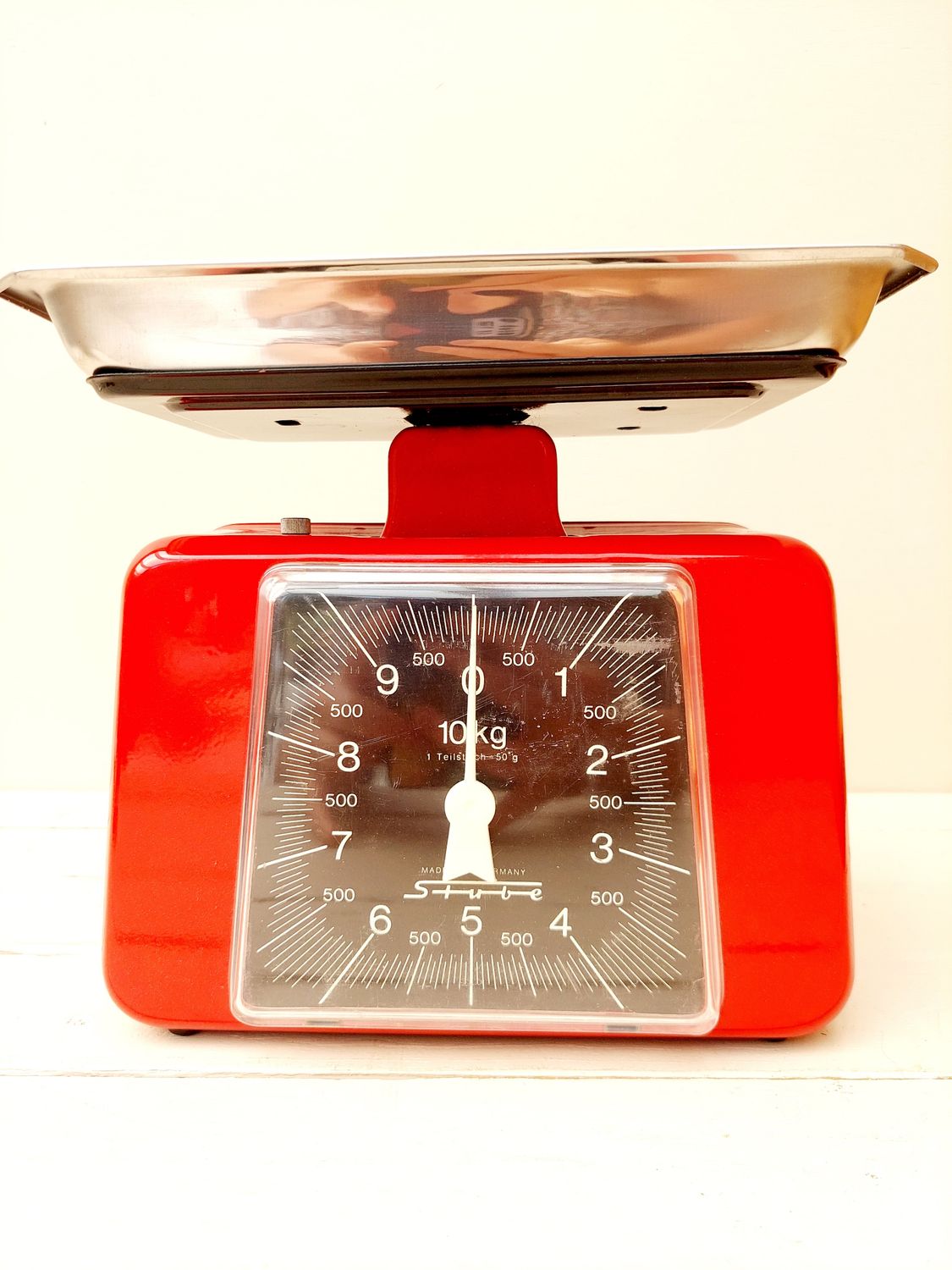 Vintage Stube weegschaal rood, 10 kg
