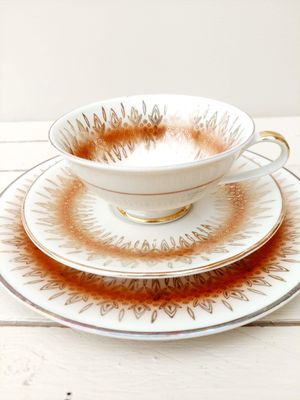 Vintage sammeltas set - kop, schotel en bord - Duits porselein / Bavaria Oscar Schaller &amp; Co