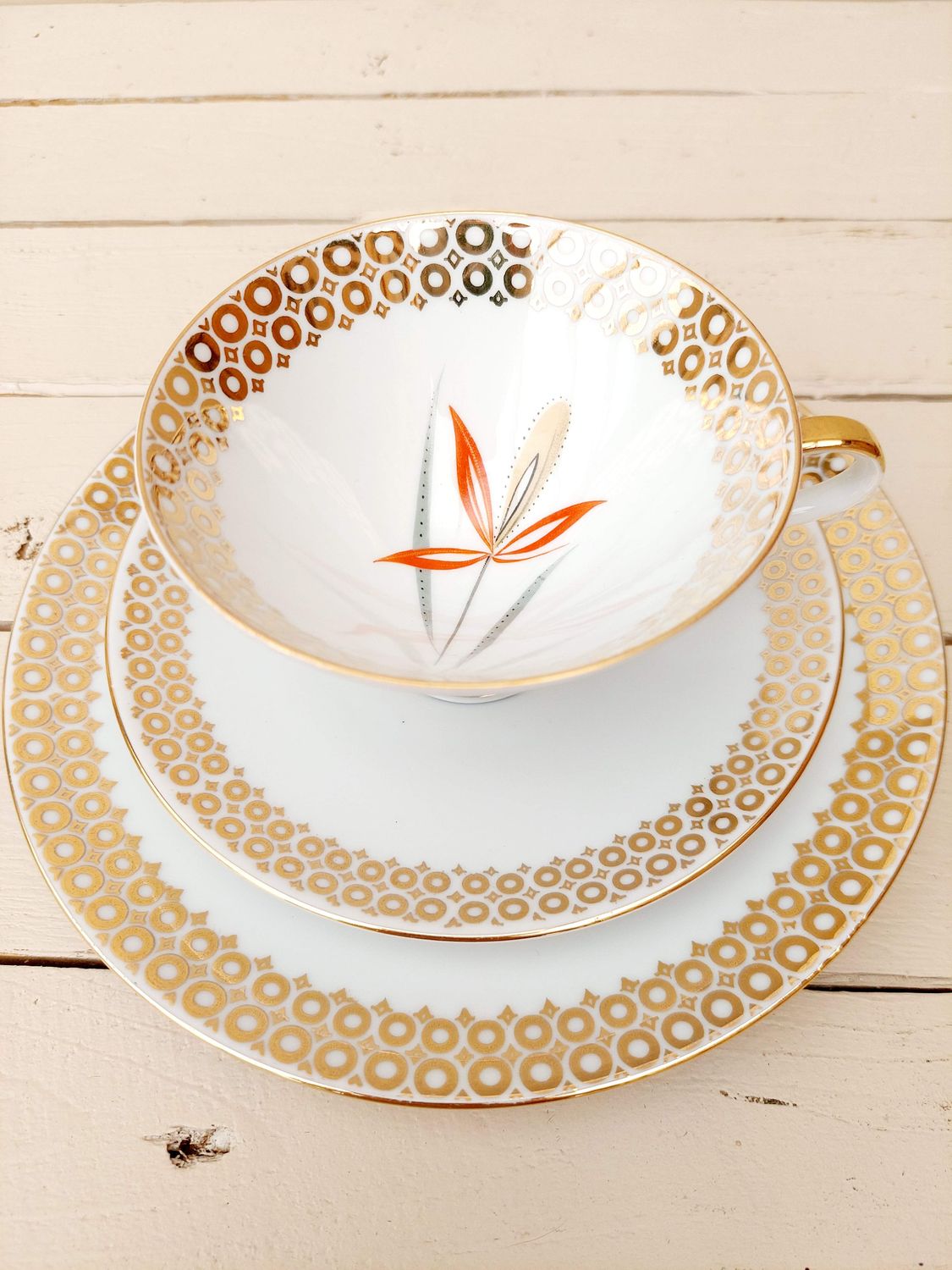 Vintage sammeltas set - kop, schotel en bord - Duits porselein / Bavaria Winterling Marktleuthen