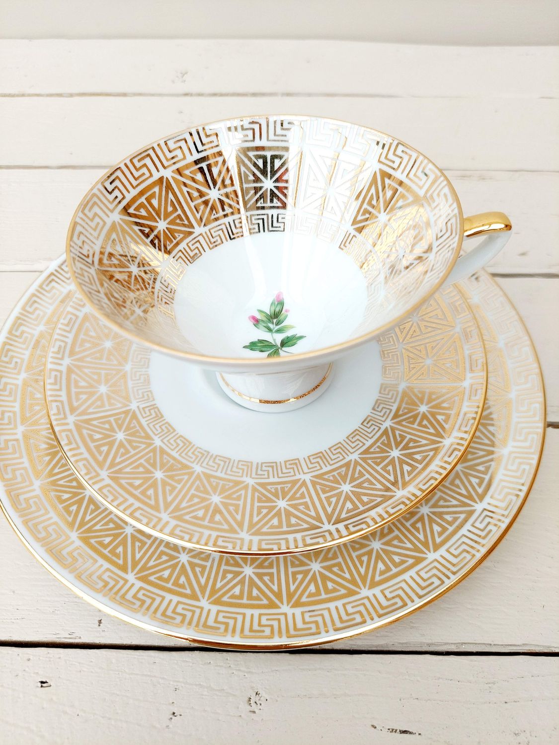 Vintage sammeltas set - kop, schotel en bord - Duits porselein / Bavaria Winterling Röslau