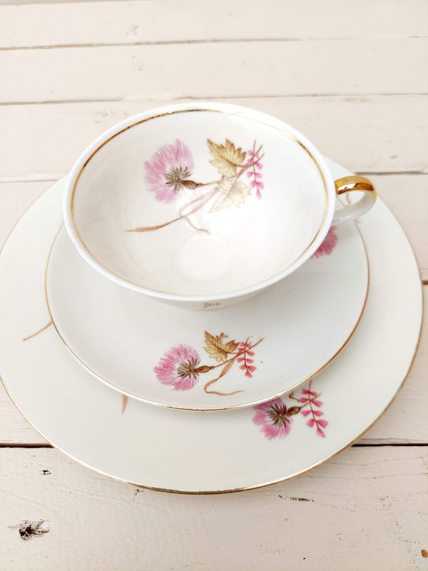 Vintage sammeltas set - kop, schotel en bord - Duits porselein / Bavaria Bareuther