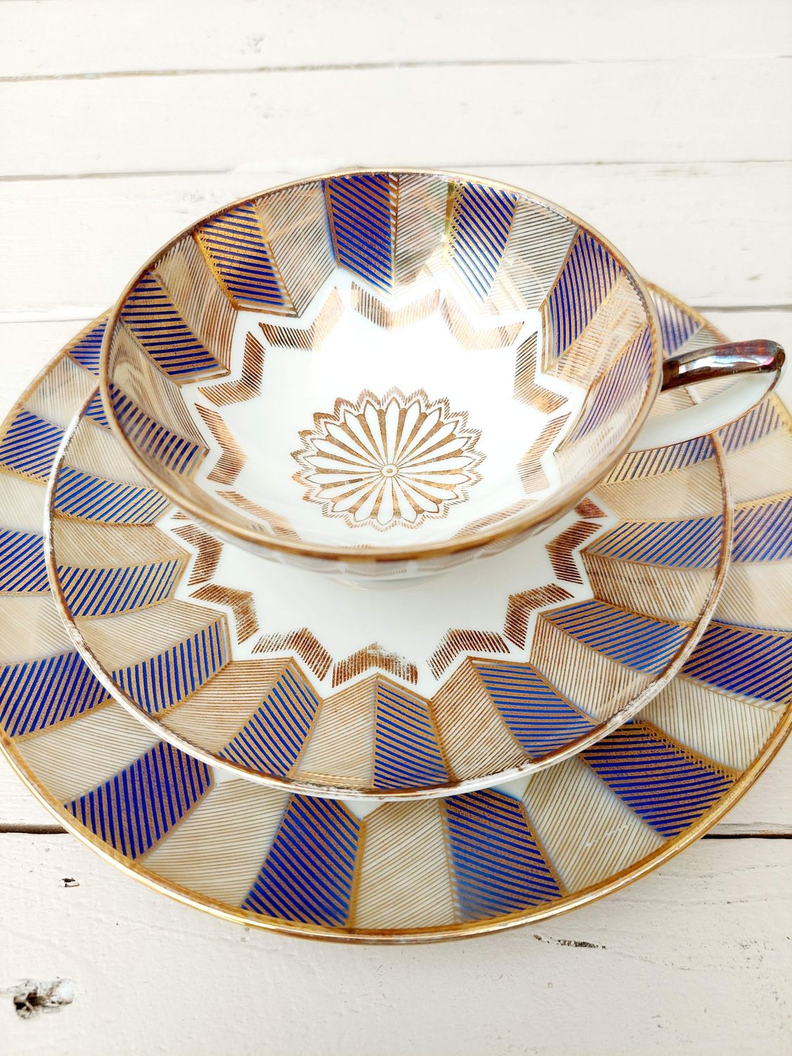 Vintage sammeltas set - kop, schotel en bord - Duits porselein / Bavaria Winterling Röslau