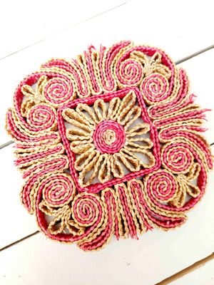 Vintage rieten onderzetter uit de jaren 70/80 voor potten en pannen – retro tafelaccessoire