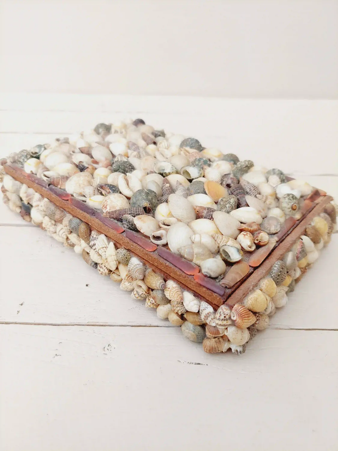Vintage schelpendoosje met echte schelpjes