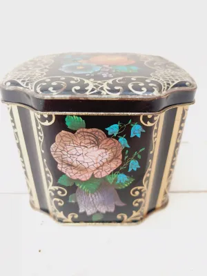 Sierlijk vintage blik zwart-goud-bloemen