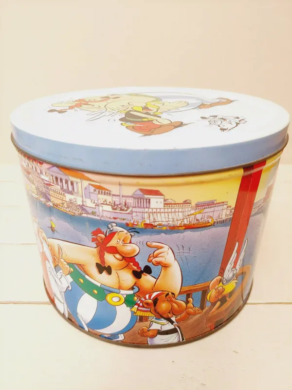 Blik Asterix en Obelix uit 2001 - groot rond kleurrijk blik
