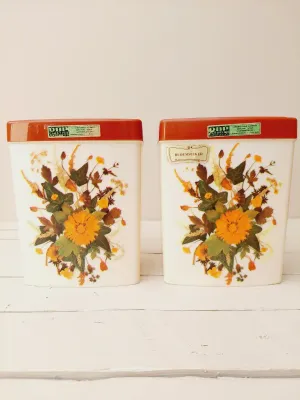 Voorraadpotten DBP retro met bloemendecoratie, set van 2