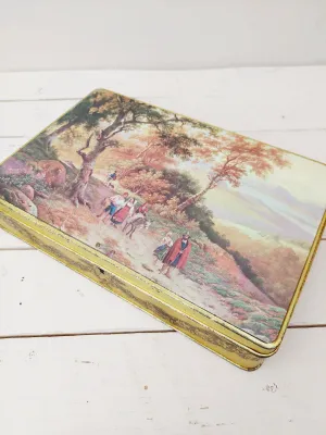 Retro chocoladeblik &#39;Jacques superchocolat&#39; met landelijke taferelen