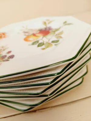 Vintage gebaksborden Johnson Brothers, achthoekig 'Fresh fruits', set van 8