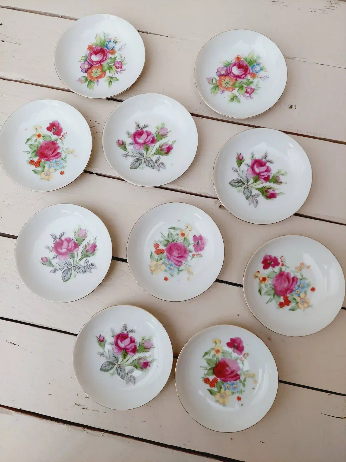 Vintage petit four bordjes romantische stijl – set van 10 – 9 cm – theetipjes
