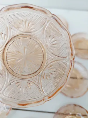 Vintage petit fourbordjes in roze persglas, 8,5 cm, set van 10