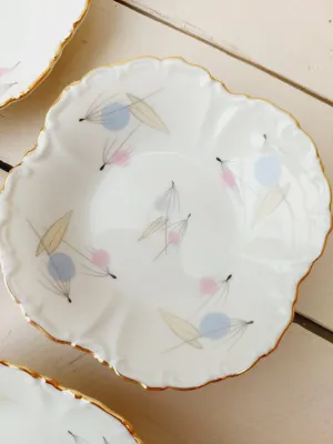 Vintage petit four bordjes Edelstein moderne bloemen-gouden rand - set van 4 - 9,5 cm - theetipjes