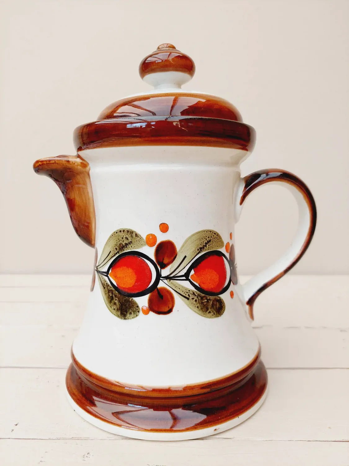 Koffiepot Schramberg Bernau, beige/bruin met retro bloemen