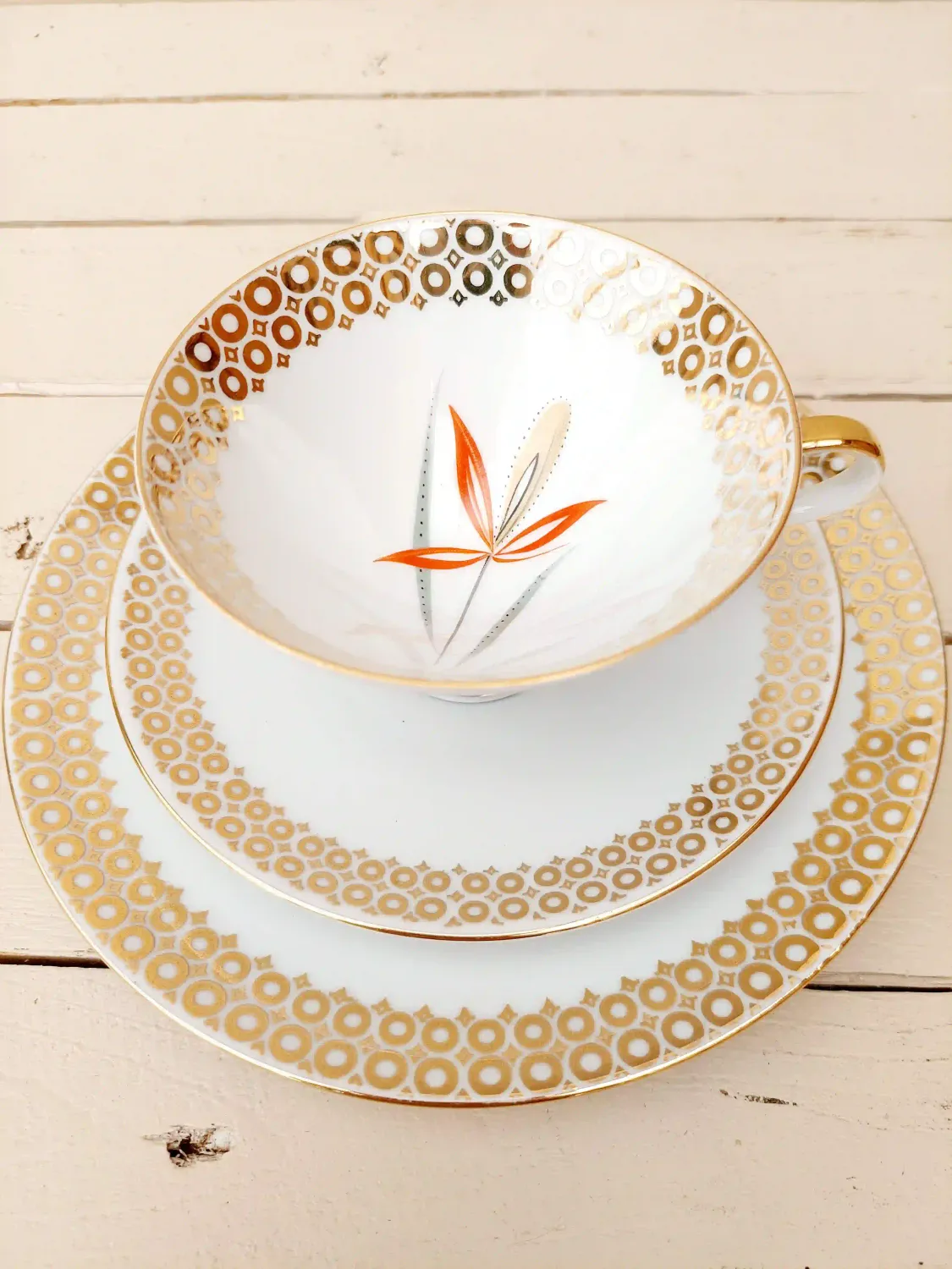 Vintage sammeltas set - kop, schotel en bord - Duits porselein / Bavaria Winterling Marktleuthen