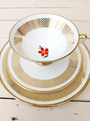 Vintage sammeltas set - kop, schotel en bord - Duits porselein / Bavaria Winterling Röslau