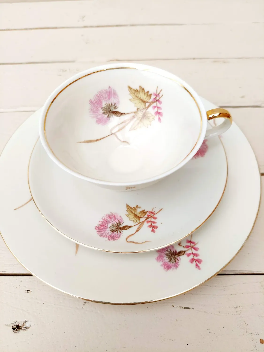 Vintage sammeltas set - kop, schotel en bord - Duits porselein / Bavaria Bareuther