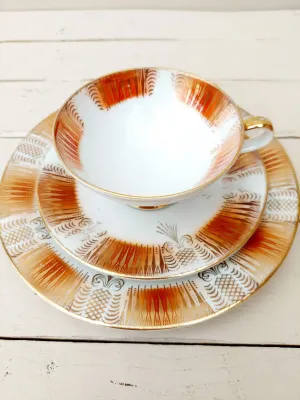 Vintage sammeltas set - kop, schotel en bord - Duits porselein / Bavaria Hertel Jacob