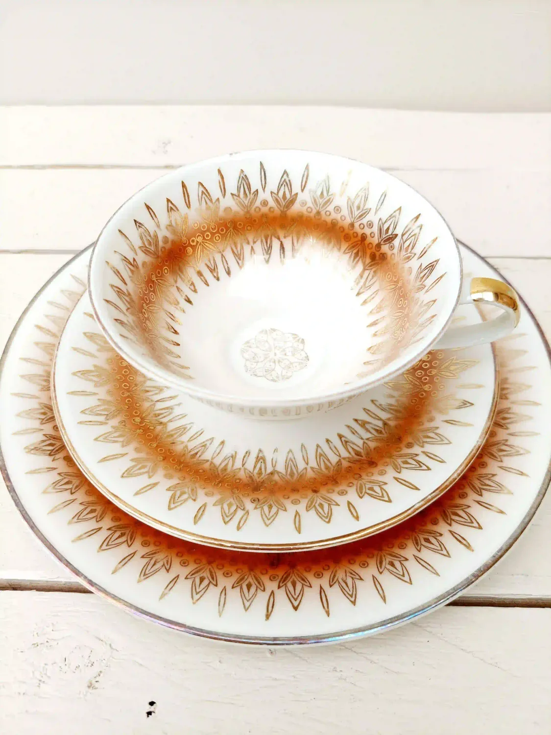 Vintage sammeltas set - kop, schotel en bord - Duits porselein / Bavaria Oscar Schaller &amp; Co