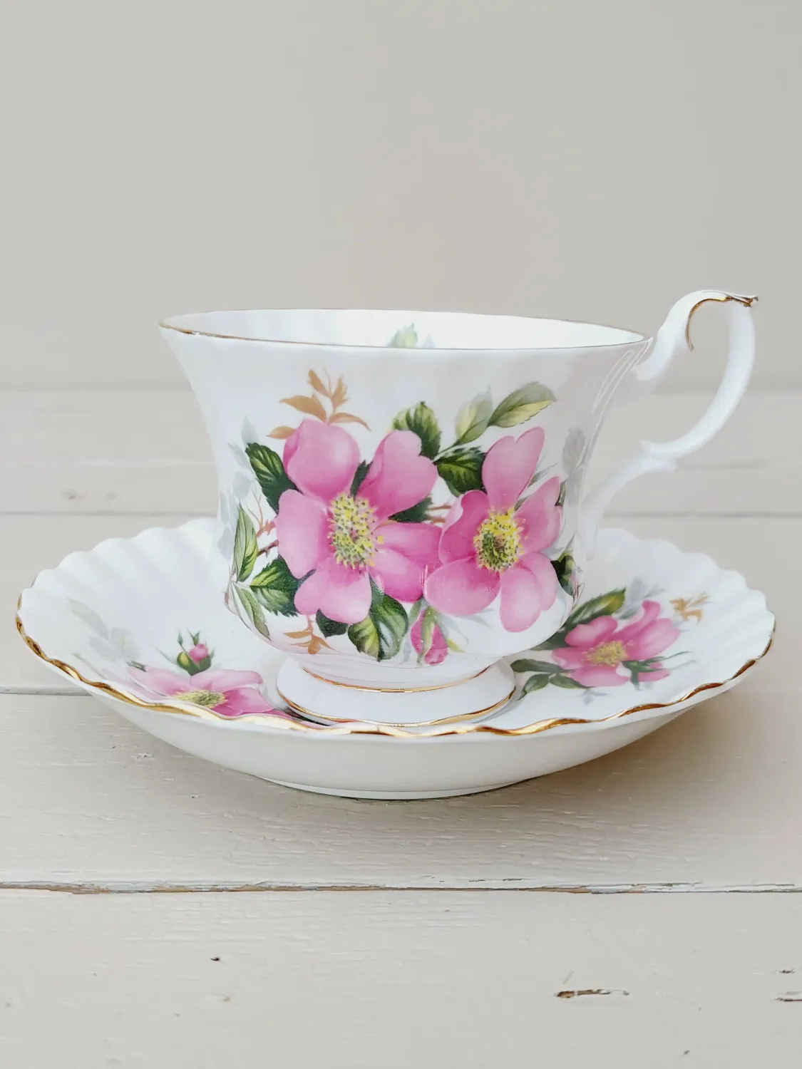 Herenkop met schotel Royal Albert &#39;Prairie Rose&#39;