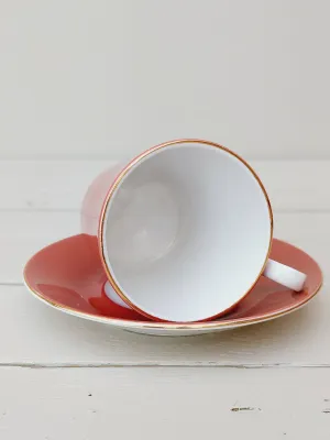 Dameskop met schotel Royal Albert rood / roestbruin - strak design